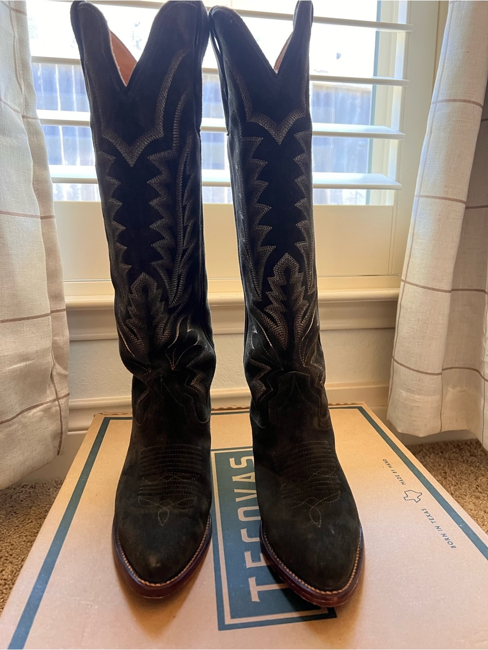 Tecovas Olive Suede Abby Cowboy Boots